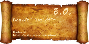 Boskó Oszlár névjegykártya